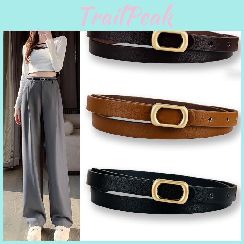 Vintage Thin Waist Belt With Punched Detail And Smooth Buckle Design Casual For