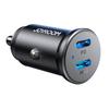 Mini Car Charger for Cigarette Lighter Socket 30W 2x USBC Metal Black