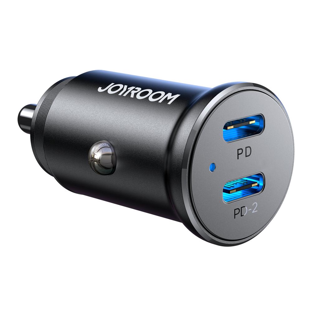 Mini Car Charger for Cigarette Lighter Socket 30W 2x USBC Metal Black