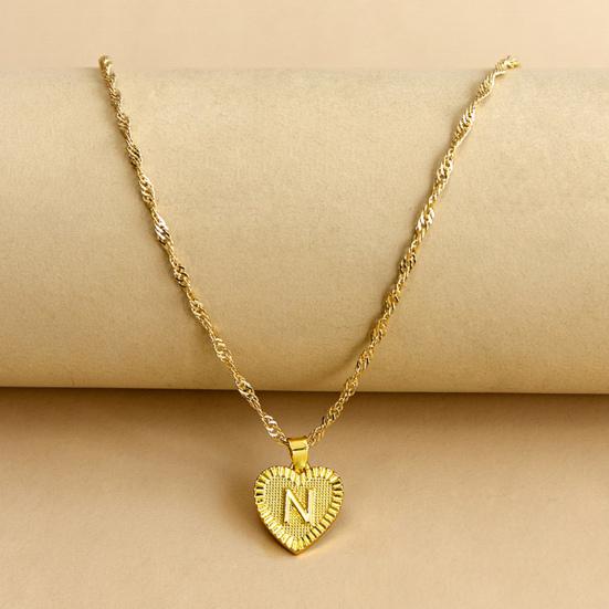 Pendant Necklace A-Z Initial Letter Heart Shape Jewelry Simple Bright Luster Necklace for Birthday