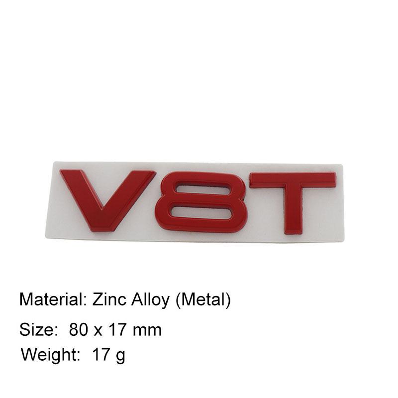 3D V8T V6T V6 V8 T for A1 A3 A5 A6 A4 A7 Q3 Q5 Q7 car Hood Fender trunk Rear Bonnet Nameplate Decal Emblem Badge Sticker