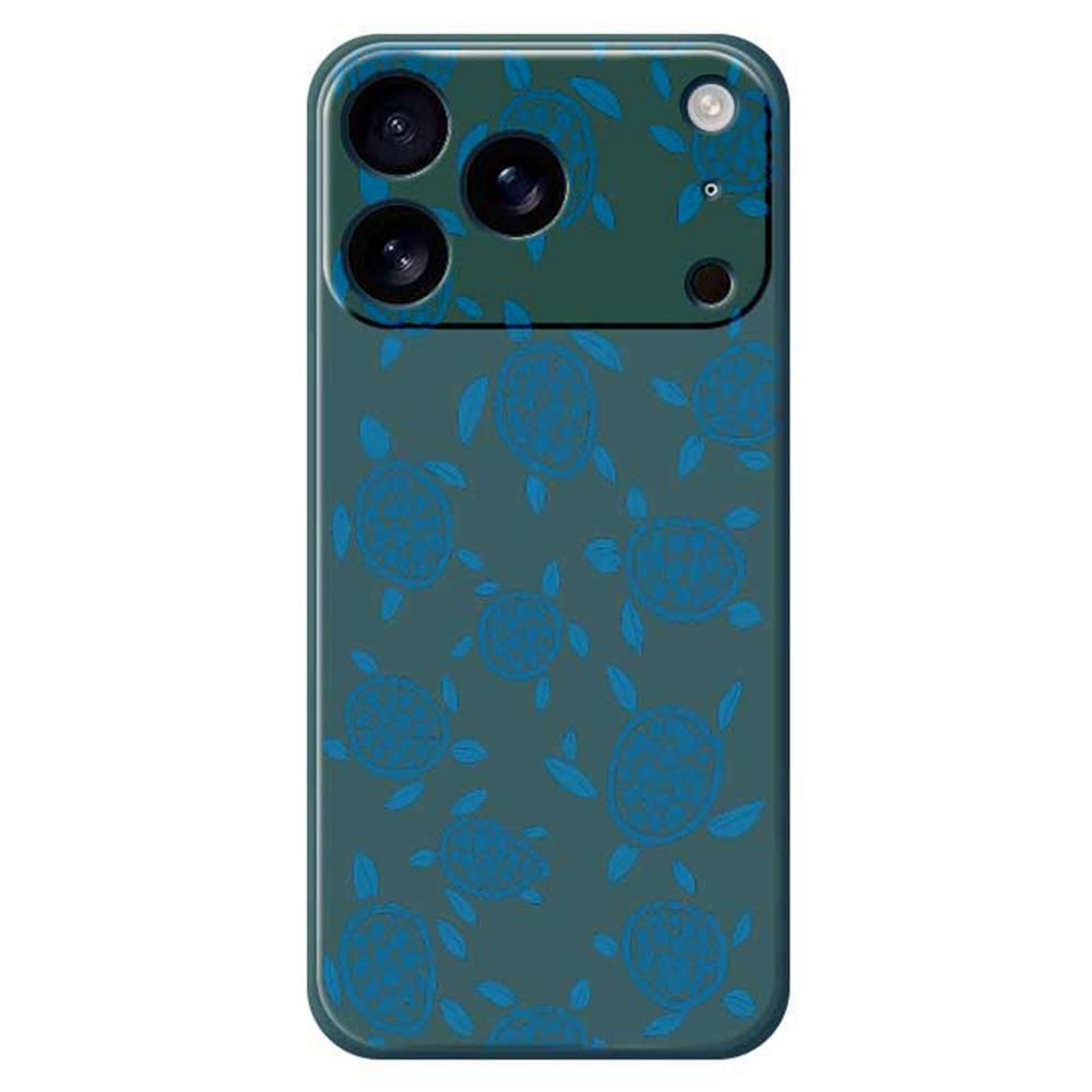 

For iPhone 17 Pro Case Blue Turtle Pattern Printing Straight Edge TPU Phone Back Cover Green