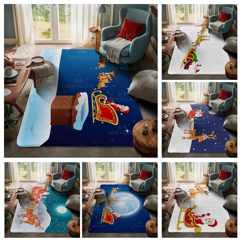 House Entrance Carpet Home Door Mat Living Room Bath Foot Bathroom Non-slip Water Absorption Rugs Bath Merry Christmas Winter