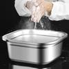 Stainless Steel Square Bowl 20cm 22cm 24cm Silver Kitchen Storage Container For Washing Vegetables Serving Soup Mixing Dough
