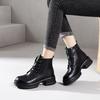 The First Layer of Cowhide Short Boots for Women In the Autumn and Winter of 2025, the New Velvet Thick-soled Casual Leather British Martin Boots F