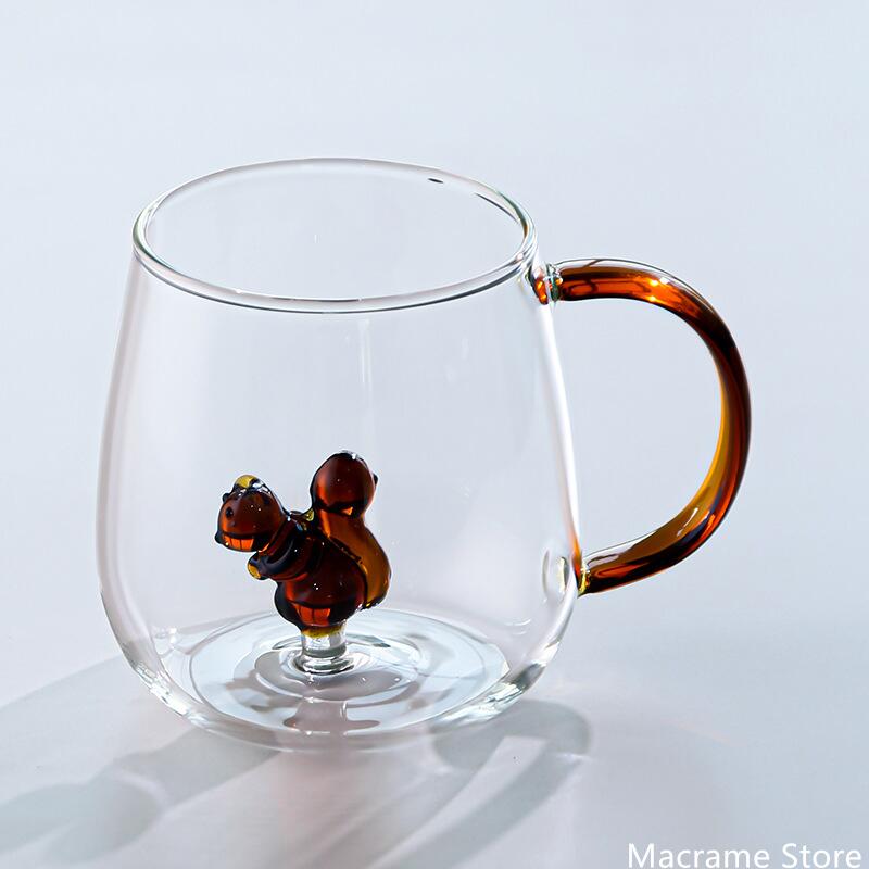 3D Animal Flower Built-in Glass High Borosilicate Glass Heat-resistant Transparent Glass Drinking Cup Milk Coffee Juice Glass