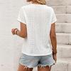 Women Ethnic Vacation Style Jacquard Lace Patchwork V Neck Batwing Short Sleeve Top