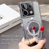KEYSION Glitter Jewelled Magnetic Phone Case for Redmi Note 13 4G 13 Pro+5G Mirror Stand Shockproof Cover for Xiaomi POCO X6 M6 Pro