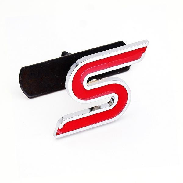 S Chrome Metal Car Front Hood Grille Emblem Badge Rear Trunk Car Stickers Car Styling