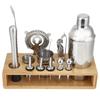 16Pcs 304 Edelstahl Cocktail Shaker Bar Set Wein Trinken Mixer mit Bambus Stehen