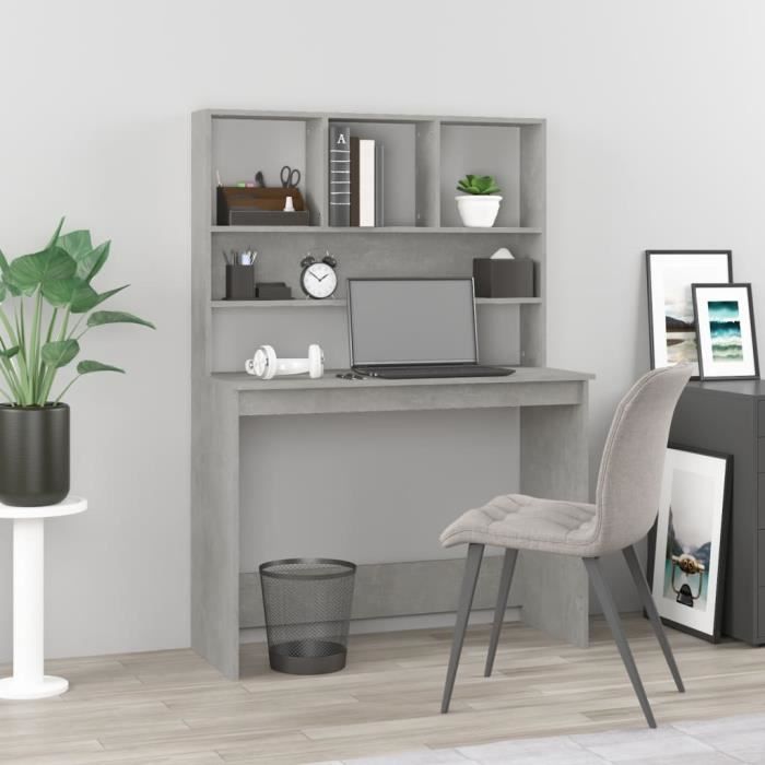VidaXL Desk with Shelves Concrete Grey 102x45x148 Cm Engineered Wood 823004