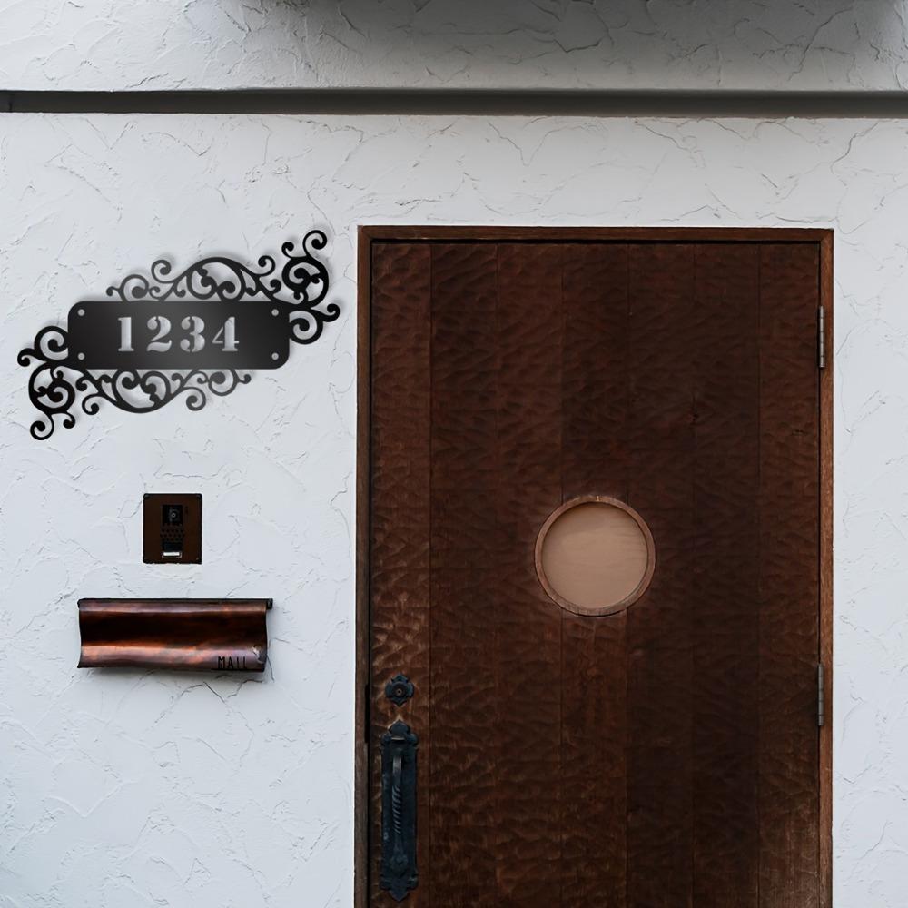 Exclusive Handmade Metal Door Sign Swirl Pattern Custom House Number Plaque Sturdy Outdoor Wall Hanging Artistic New Home Gift