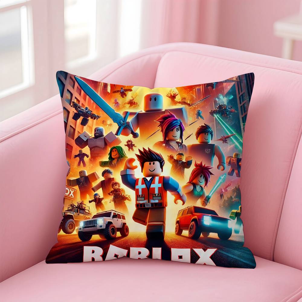 Hot Game R-Robloxs-X Cool Pillow Case Anti-Dustmite Pillowcase Invisible Zipper Silky Short Plush Sofa Cushion Cover