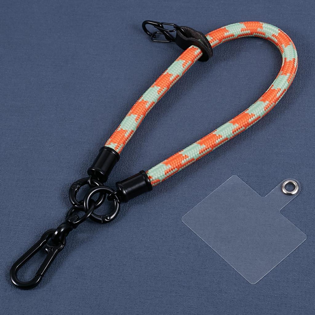 Alça de Pulso para Celular 8mm 30cm Cordão Curto Bicolor com Patch para Câmera Crachá de Identificação Chaves