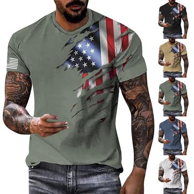 Men's Summer Casual Letter Print Solid Color Short Sleeve Men's T-Shirt Pullover