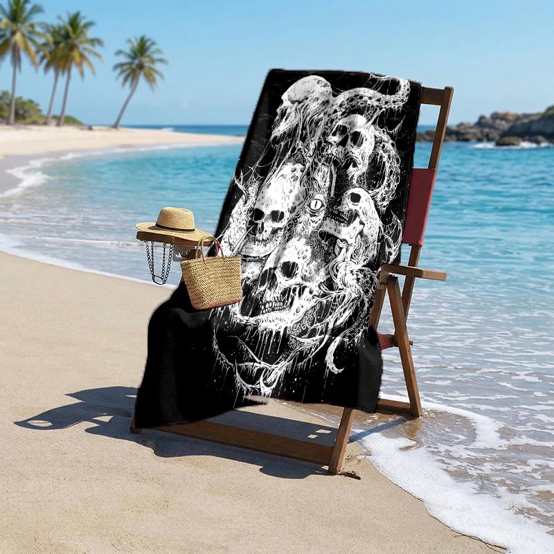Gothic Skull Fashion Beach Towel: Ideal for Summer Adventures Soft, absorbent and quick drying suitable for swimming and bathing