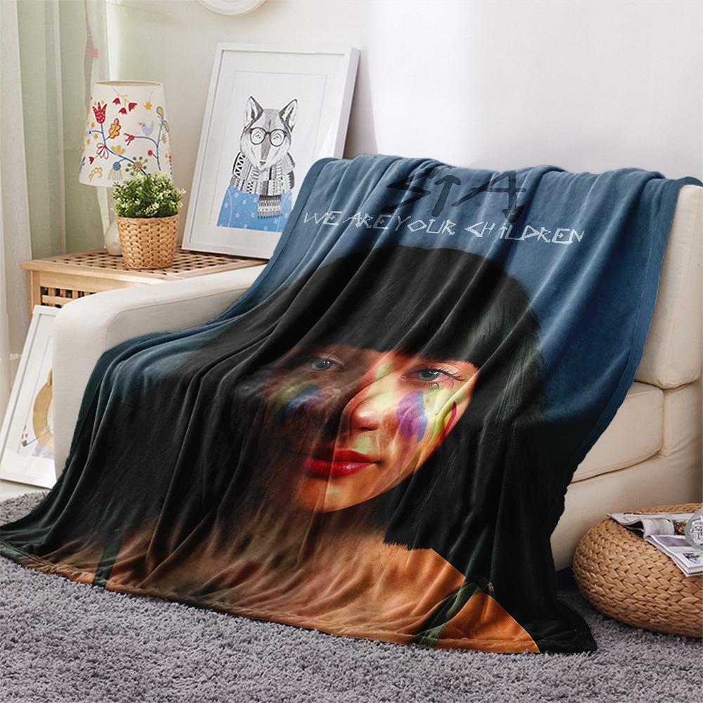 1PC SIA Print Flannel Blanket, High quality Comfortable for All Seasons, Home Decor, Warmth and Comfort, Perfect for Christmas Gifts