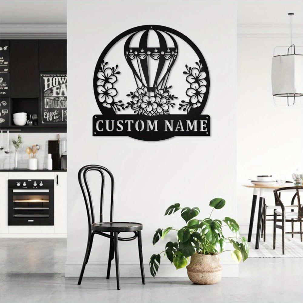 Custom Metal Wall Art Hot Air Balloon Silhouette Personalized Home Decor Garden Kitchen Sign