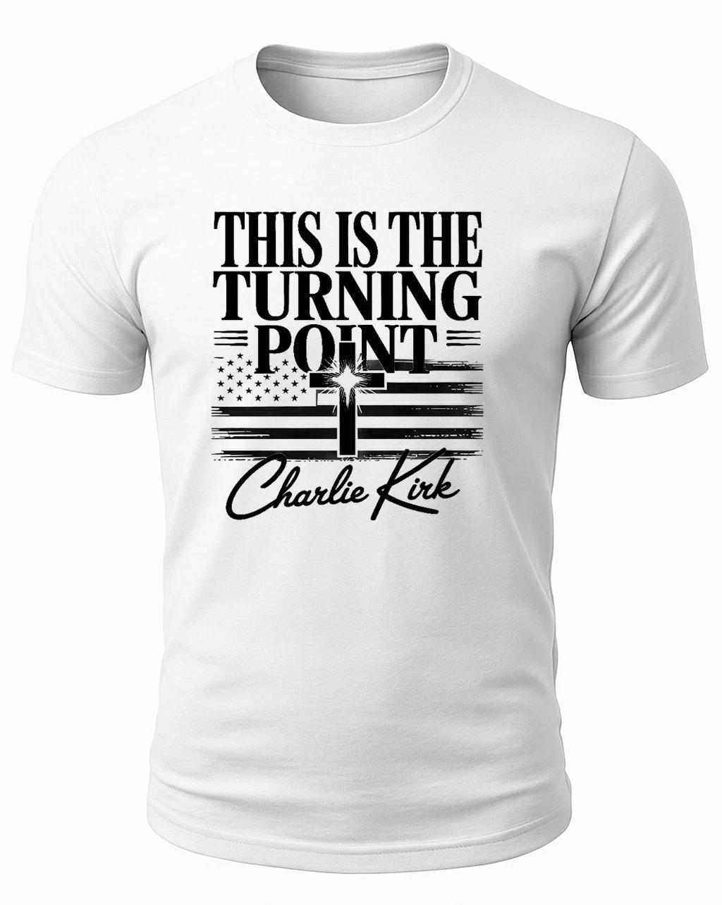 Charlie Kirk This Is Turning Point USA American Flag Christian Patriotic T T-shirt L