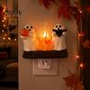 Decorative Wall Light Halloween Pumpkin Ghost Night with Witch Hat, Resin Soft Glow Unique Decor Plug-in LED Bedroom Light, Spooky Sconce for