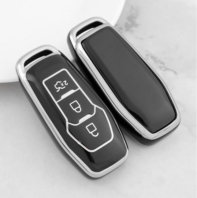 3 Bottons Silver Tpu Auto Key Fob Cover Case Fit For Ford Fusion Fiesta Mondeo Ecosport Kuga Escort Everest Ranger F-150 F150 Auto Accessories