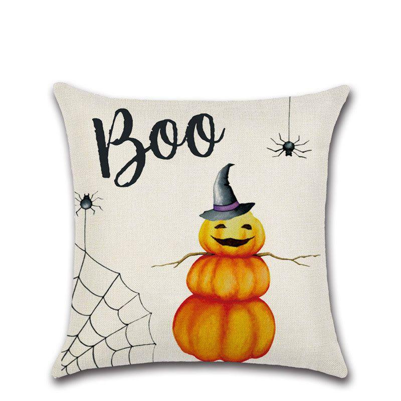 Luxurious Halloween Pillow Case For Sofa And Home Decoration With Pumpkin Design Linen Throw