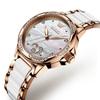 OLEVS Women's Watch Popular Hand Watch Women's Waterproof Ceramic Pink Gold Mechanical Date Bracelet Present Women White Watch for Women