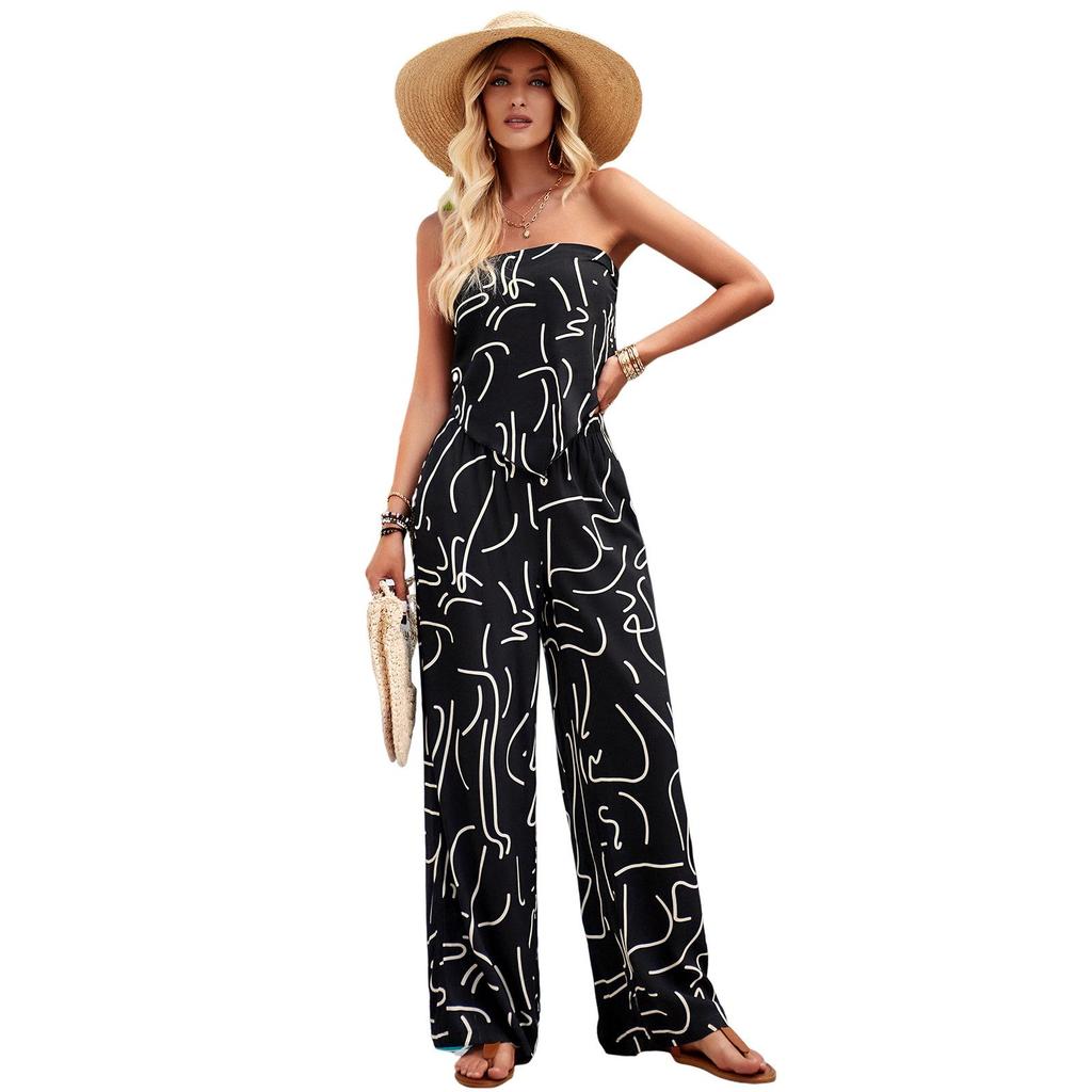 Diyun European Women's Bohemian Style Rayon Print Pants Set (Spring/Summer 2025)