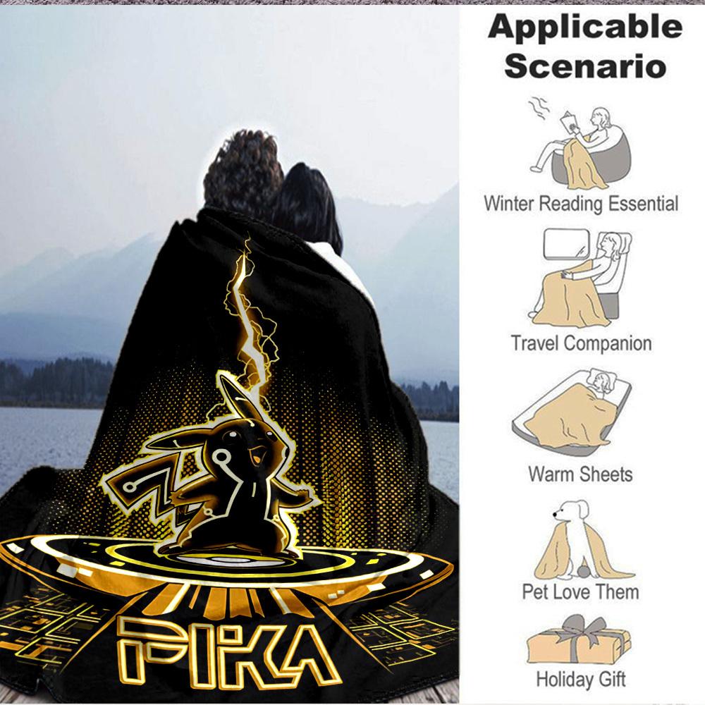 1pc Pikachu Electric Flannel Blanket, Soft Skin Friendly with Digital Printing, Various Sizes Available for Family, Friends, Birthday