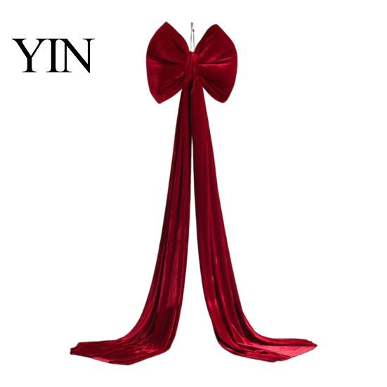 Birthday Stage Decoration Large Burgundy Velvet Bow, Giant Hanging Wall Decor for Holiday Party Ornament Wedding Backdrop, Christmas Tree Topper,