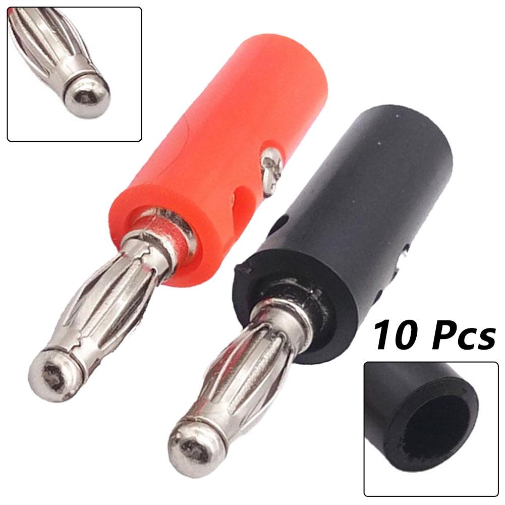 Convenient Red and Black 4mm Banana Plugs for Speaker Equipment (10pcs)