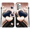 Handmade PU Leather Flip Case for Samsung Galaxy A52 4G/A52 5G (SM-A525F/A526B)- Anti-Slip Shockproof Cover with Wrist Strap & Heart/Rose Cat Designs