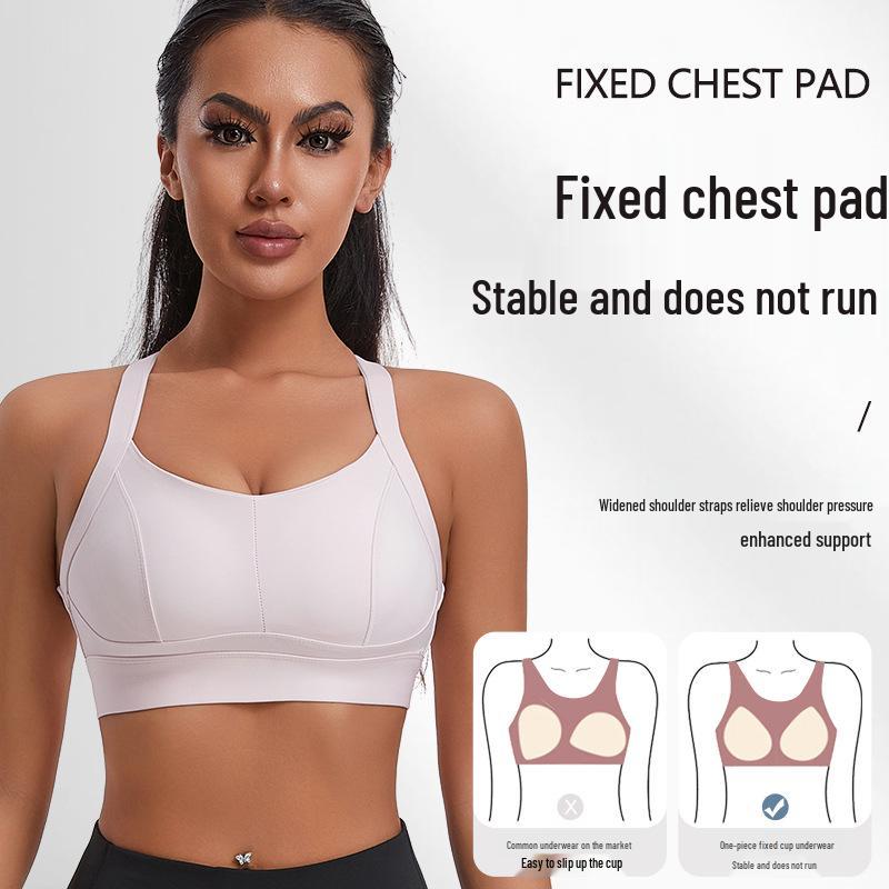 Women's Shockproof Sports Bra for Running and Yoga - Wire-Free, Side Support, Beautiful Back Design