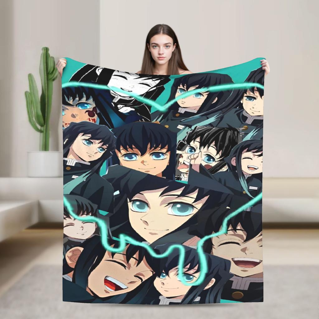 Flame Hashira Kyojuro Rengoku Blanket Anime Demon Slayer Fleece Awesome Breathable Throw Blanket for Coverlet Spring/Autumn