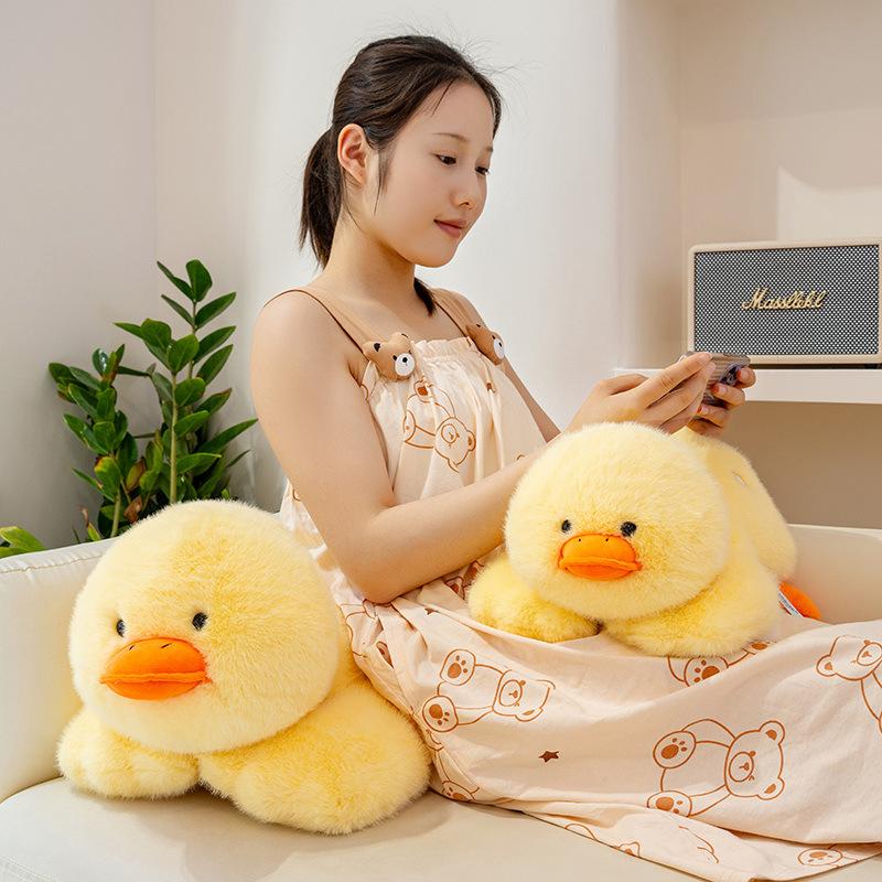 Cute Lying Down Yellow Duckling Doll Plush Toy Duck Doll Children Sleeping Soothing Pillow Doll