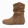 Cowhide Version~ Mushroom Glutinous Lazy Wind Suede Pile Boots Women's 2025 Autumn and Winter New Western Internet Celebrity Short Boots