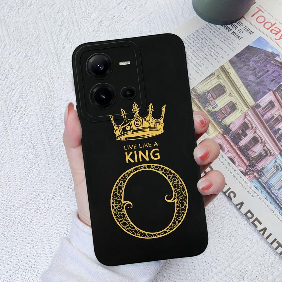 For Vivo V19 V19 Neo V27 Pro V25E V20 V21E V23E V20SE Case Shockproof Cover Luxury Letters Crown Square Soft Liquid Silicone For Vivo Bumper Shell