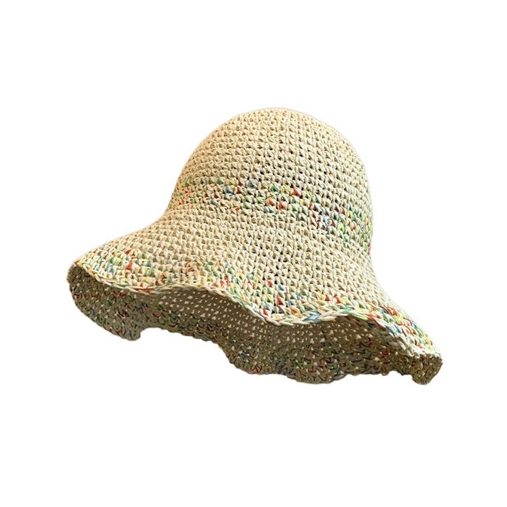 UV Protection Sunscreen Hat Rainbow Color Dome Hat Foldable Knit Cap  Summer 2