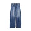European & American Women's High-Waist Denim Midi Skirt with Slit Design for Summer 