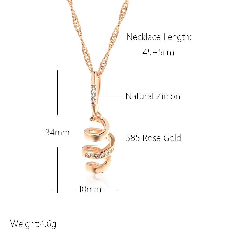 New  Rose Gold Color Geometry Rotate Pendant Necklace For Women Natural Zircon Accessories Bridal Trend Daily Jewelry