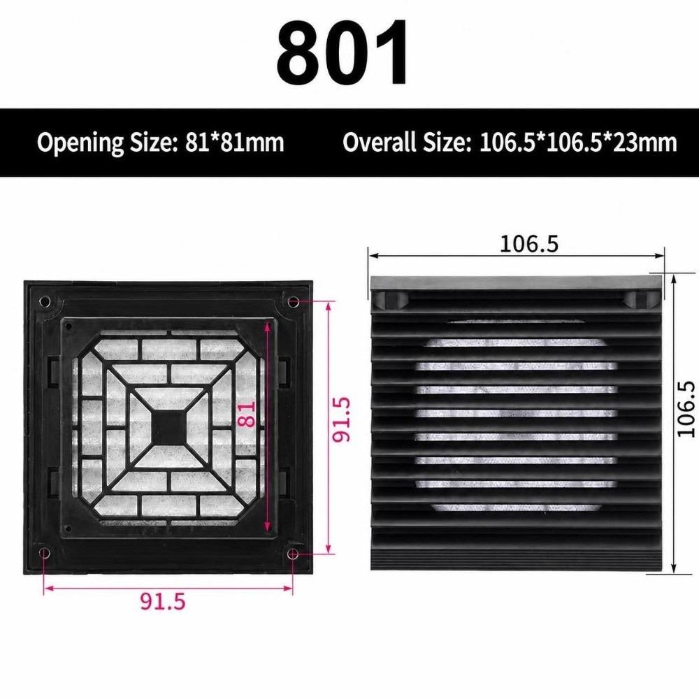 Black Vent Grille Waterproof Louver Vent Air Ventilation System Fan Grille Electric Cabinet