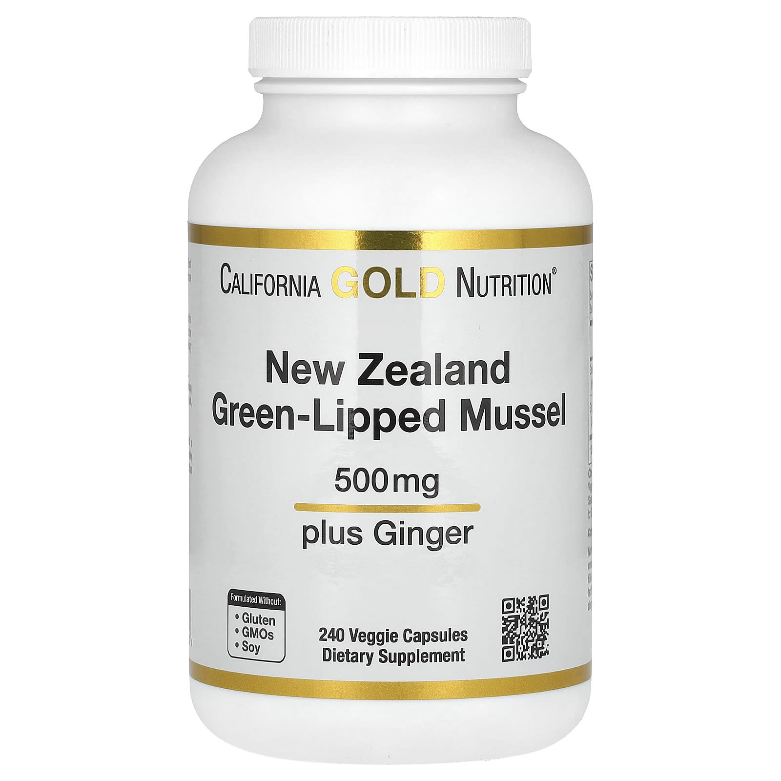 

New Zealand Green Lipped Mussel with Ginger Extract, 500Mg, 240 Veggie Capsules