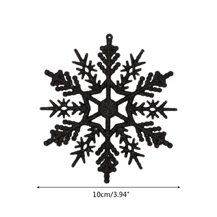 Christmas Snowflake Pendant 24pcs/set Glitter Plastic Tree Window Wall Decor