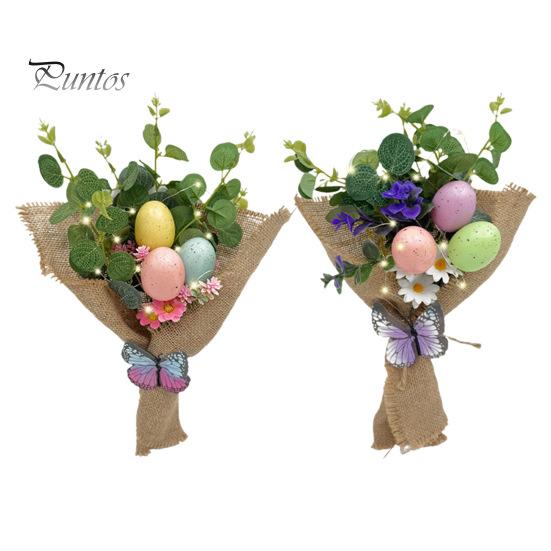 Künstliche Ostereier-Blumen, handgehaltene Frühlingsparty-Blumenstiele, gesprenkelte Ostereier-Dekorationen mit LED-Licht für Tischdekorationen
