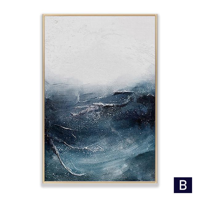 Nordic Abstract Ocean Landscape Wall Art Canvas Painting Minimalist Poster Print Decorative Picture for Living Room Home Decor