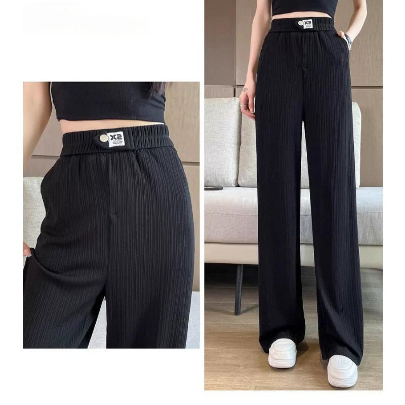 Hose mit hohem Bund und weitem Bein Damen Sommer Lässig Locker Leichte Bequeme