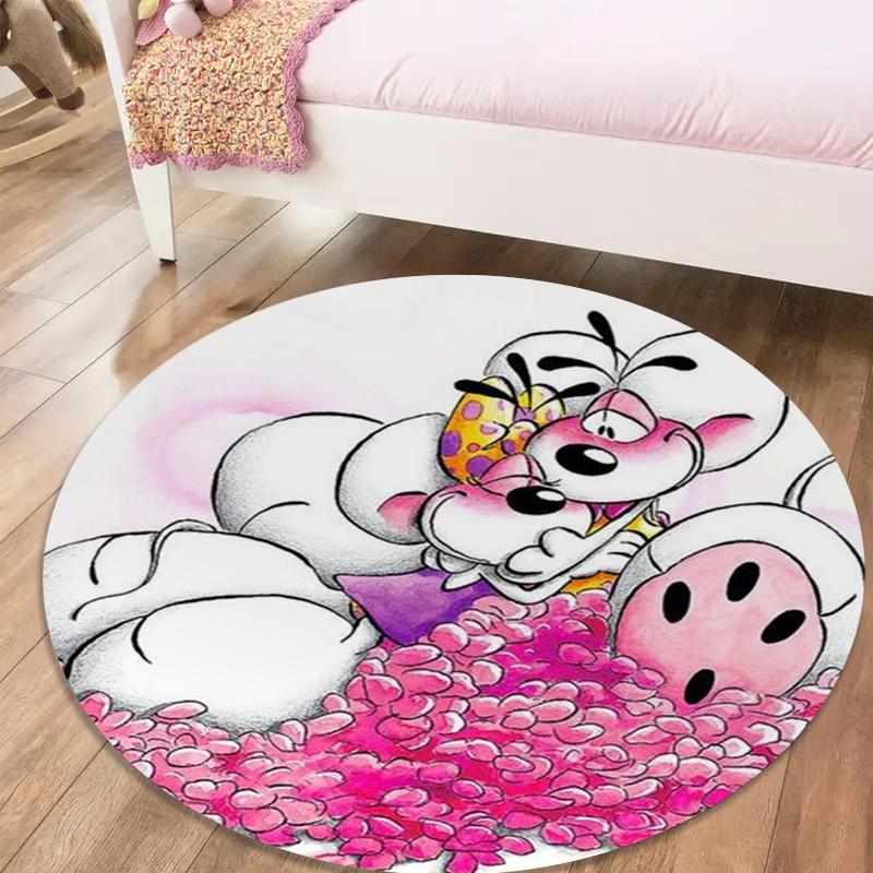 

Diddl Cartoon Round Area Rug,Carpet Rug for Living Room Bedroom Sofa Playroom Decor,Non-slip Floor Mat Q0011 80cmx80cm