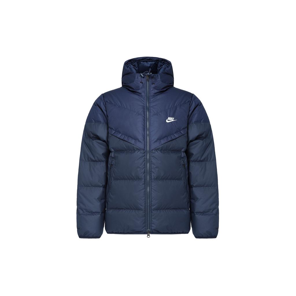 Nike Solid Color Fitted Hooded Long Sleeve Down Jacket Men Outerwear Blue FB8178-410