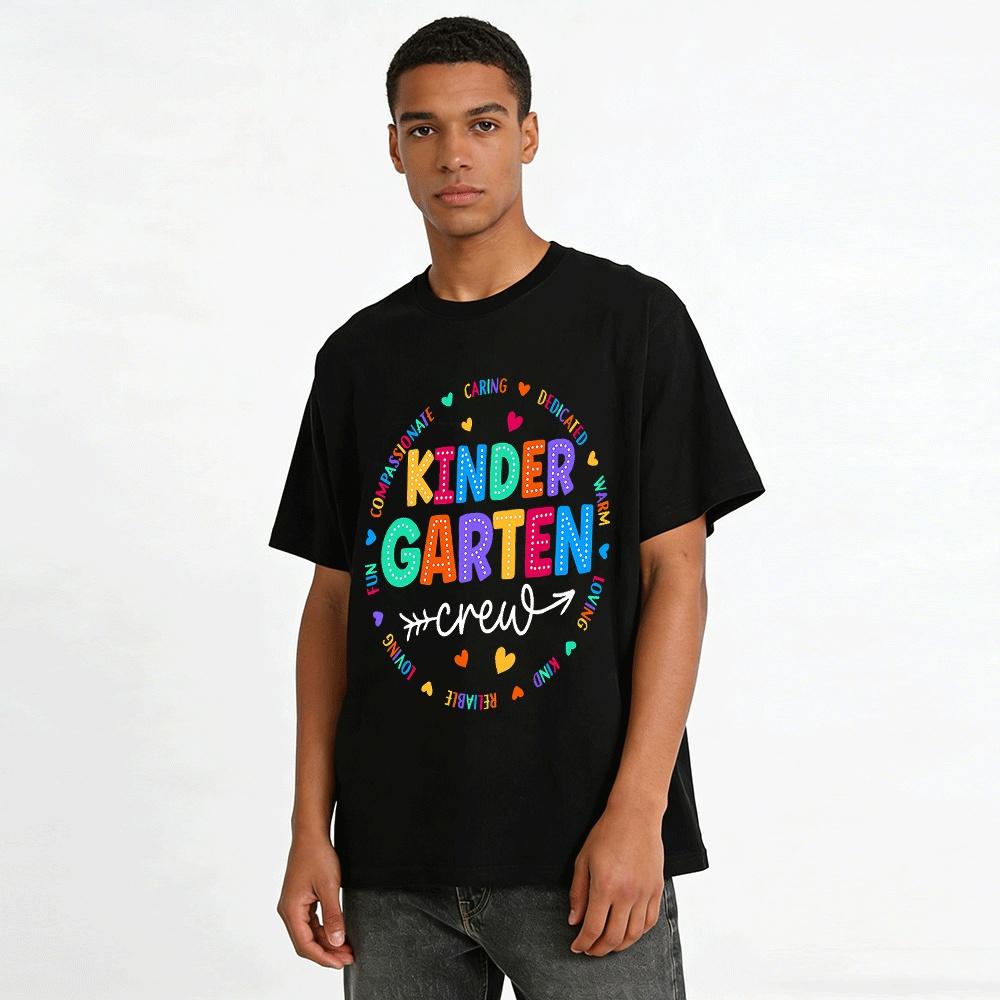 Kindergarten Crew Kindness Themed Graphic Print Casual Top Pure cotton T-shirt