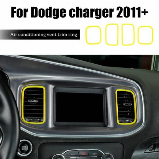 4x Center Console Air Vent Outlet Ring Cover Trim For Dodge Charger 2011+ Yellow